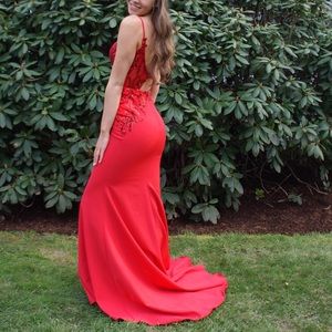 Red Sparkly Mermaid Prom Dress